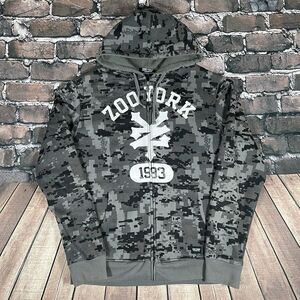 Vintage Zoo York Fleece Lined Hoodie Mens Large Full Zip Streetwear Skate Y2K